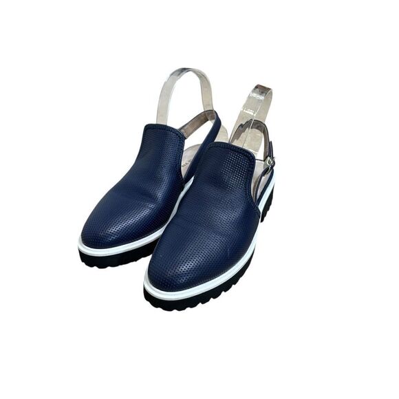 ALL BLACK  Blue Leather Sling Back Loafers | Size 7 - Picture 6 of 10